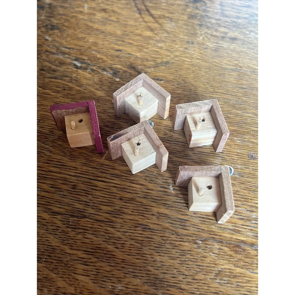 Miniature Wooden Bird Houses Lot of 5 Hanging Ornaments 2cm Nativity Christmas
